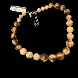 Brown and Cream Beaded Necklace